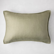 Green Linen and Velvet Reversible Lumbar Throw Pillow