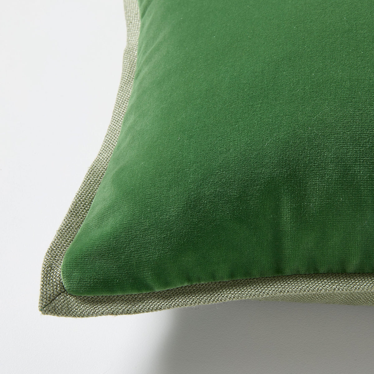 Green Linen and Velvet Reversible Lumbar Throw Pillow