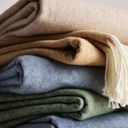Harbor Blue Italian Herringbone Throw Blanket
