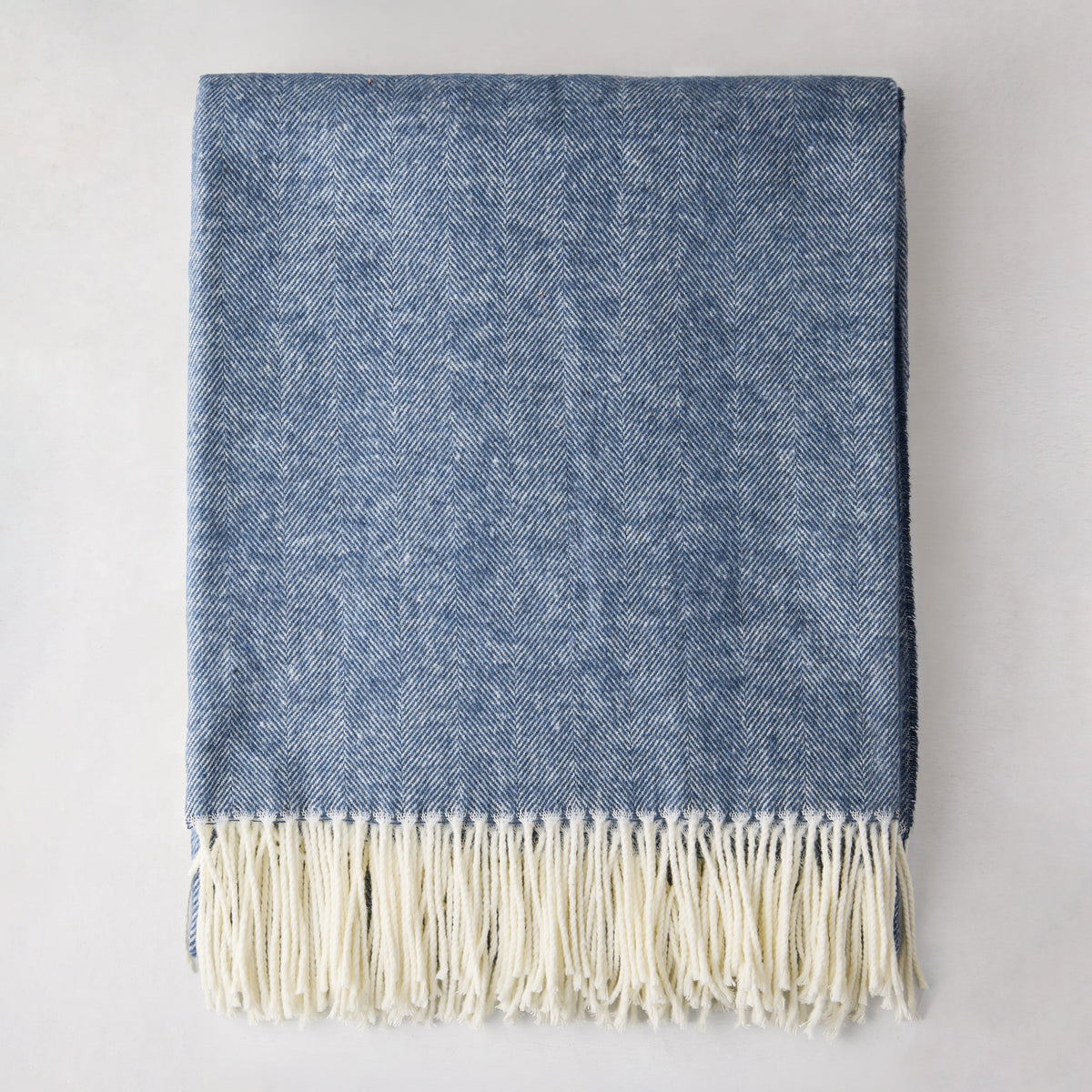 Harbor Blue Italian Herringbone Throw Blanket