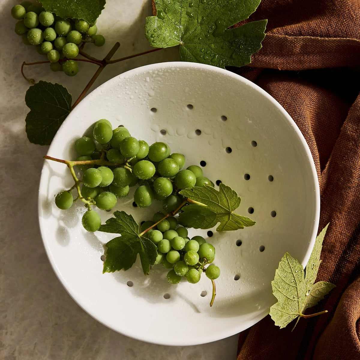 Hudson Grace White Ceramic Berry Bowl