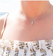 Diamond Baguette Child Figure Necklace