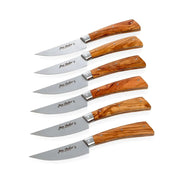Jean Dubost Laguiole Olive Wood Steak Knives, Set of 6