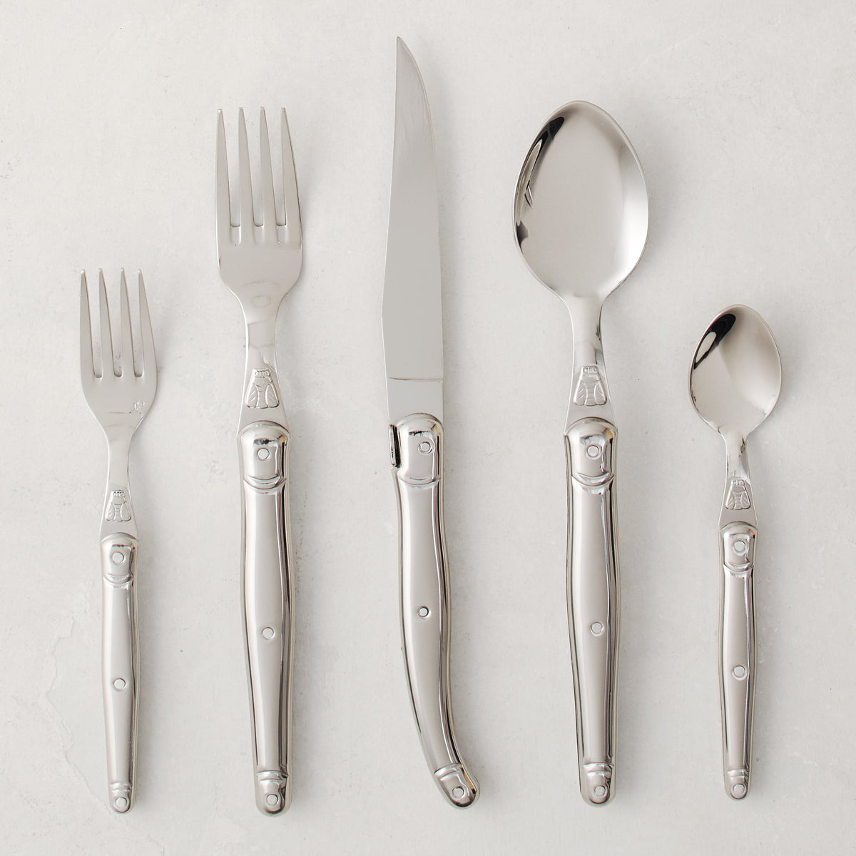 Jean Dubost Laguiole Stainless Steel 5-Piece Flatware Set