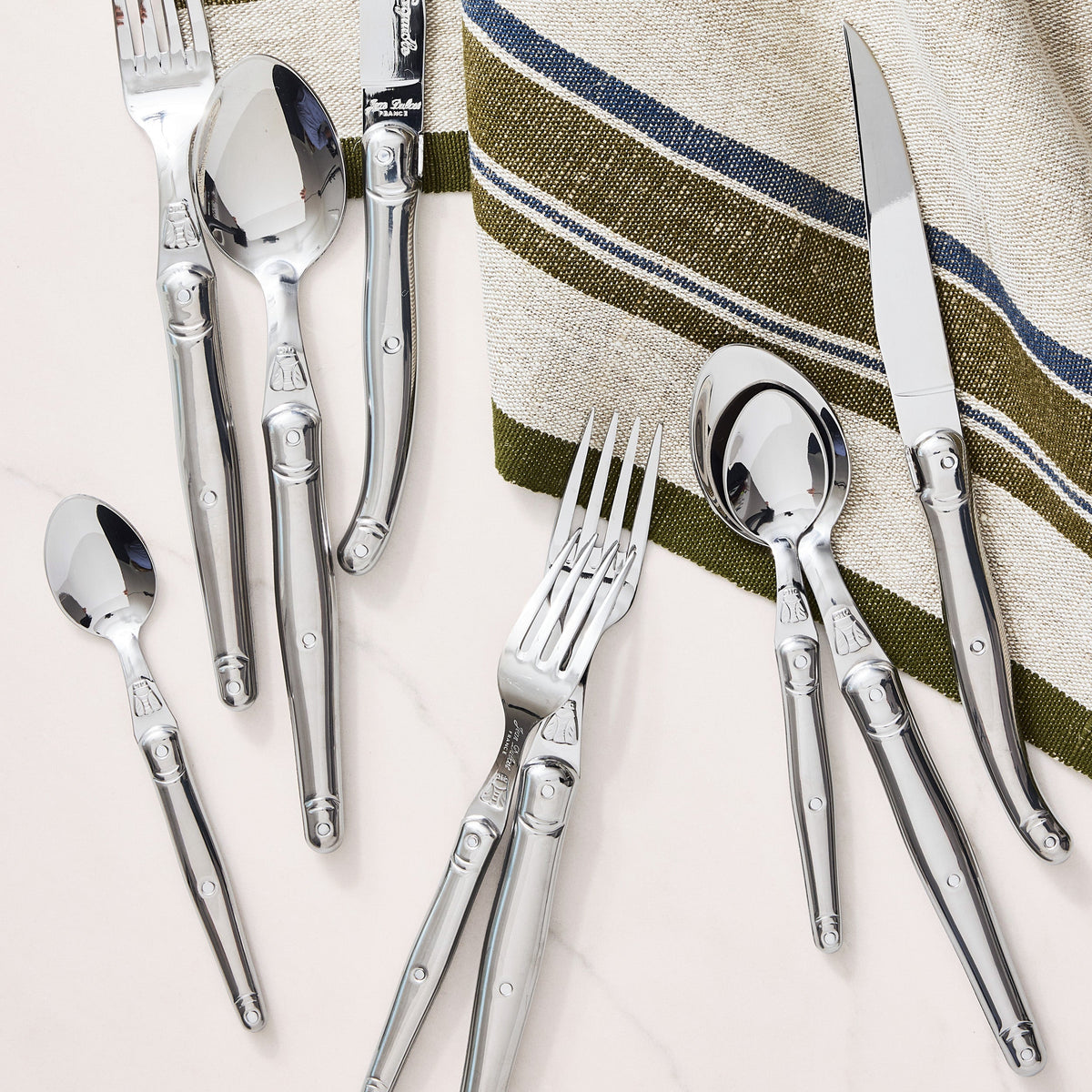 Jean Dubost Laguiole Stainless Steel 5-Piece Flatware Set