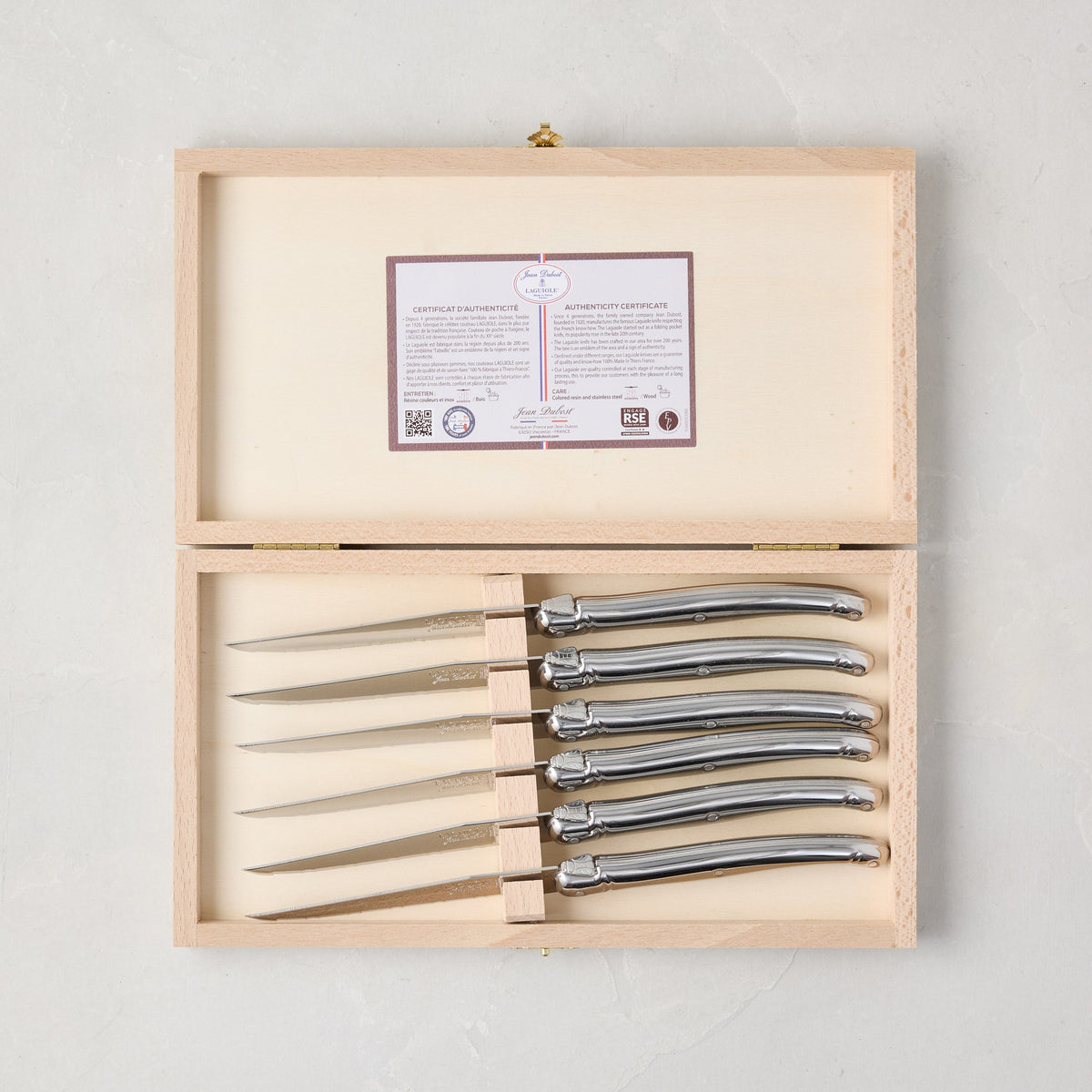 Jean Dubost Laguiole Stainless Steel Table Knives, Set of 6