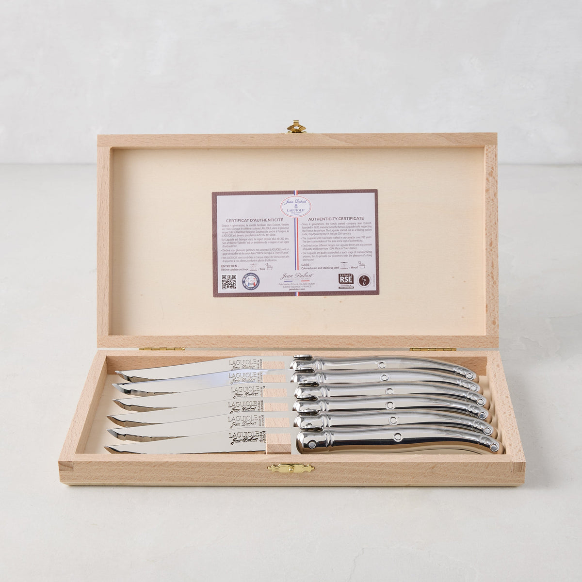 Jean Dubost Laguiole Stainless Steel Table Knives, Set of 6