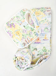 Tummytime Bib & Shawl Blanket Set - Limoncello