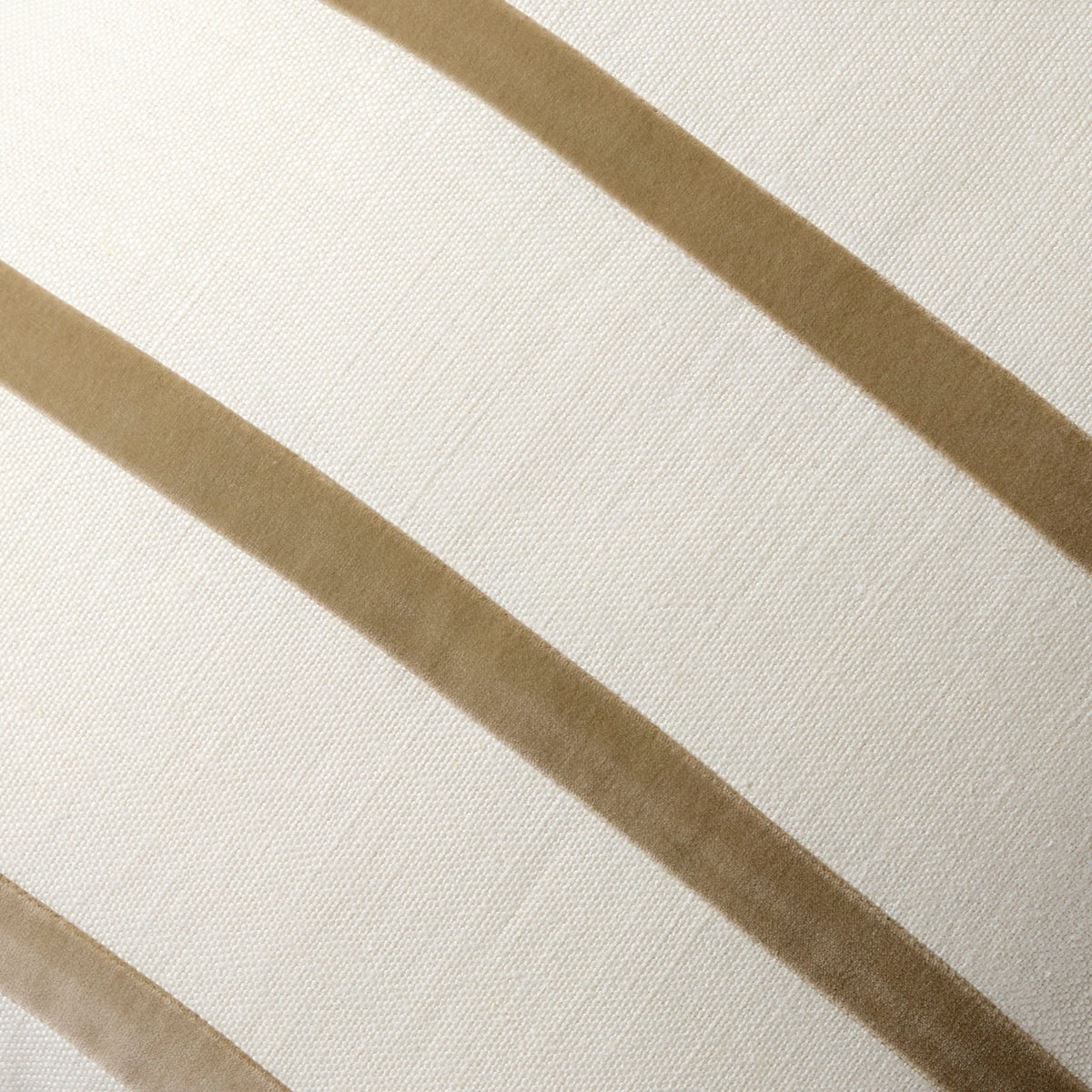 Khaki and Ivory Thin Velvet Stripe Throw Pillow