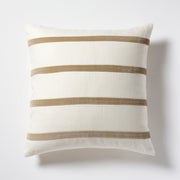 Khaki and Ivory Thin Velvet Stripe Throw Pillow
