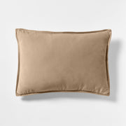 Khaki Linen and Velvet Reversible Lumbar Throw Pillow