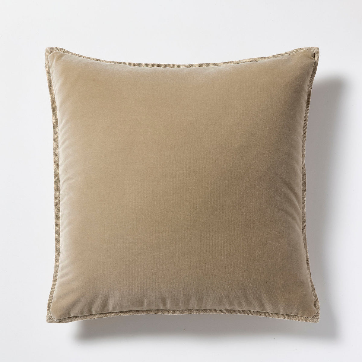 Khaki Linen and Velvet Square Reversible Throw Pillow