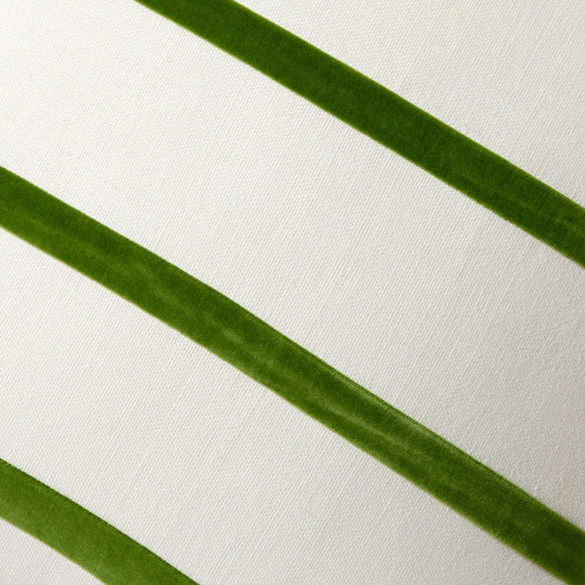 Kiwi Green and Ivory Thin Velvet Stripe Throw Pillow