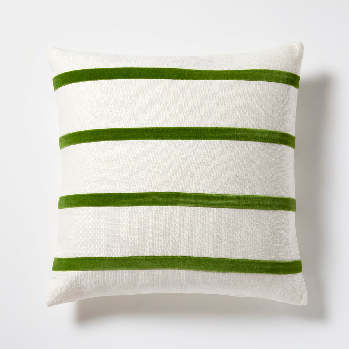 Kiwi Green and Ivory Thin Velvet Stripe Throw Pillow