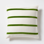 Kiwi Green and Ivory Thin Velvet Stripe Throw Pillow