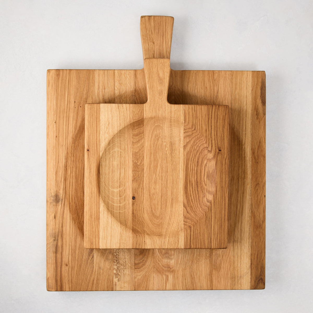 Large Oak Wood Serving Board Bowl with Mezzaluna Blade