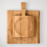 Large Oak Wood Serving Board Bowl with Mezzaluna Blade