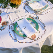 Hand Embroidered Vintage Floral Placemats 16.5" round (Set of 4)