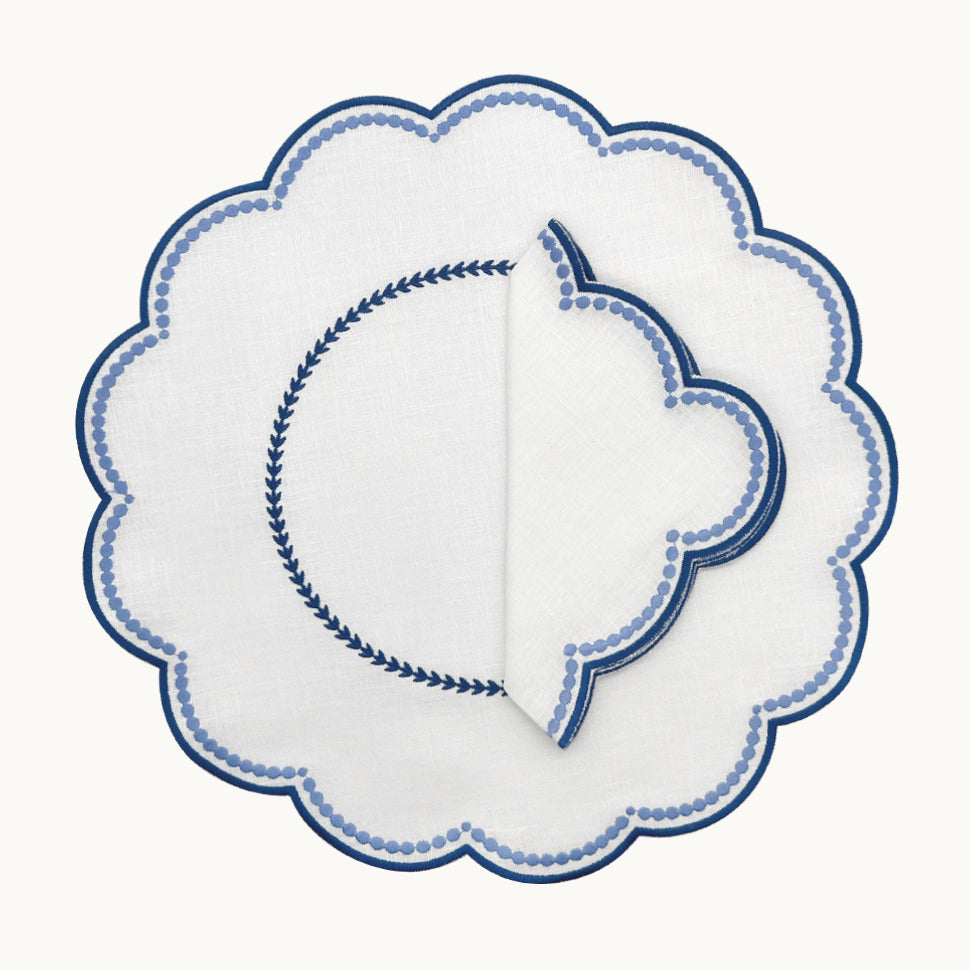 Lilibeth linen white & blue placemat (set of 4)