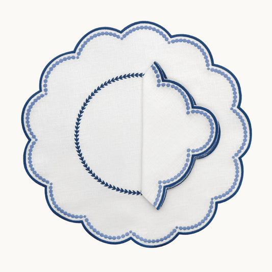 Lilibeth linen white & blue placemat (set of 4)