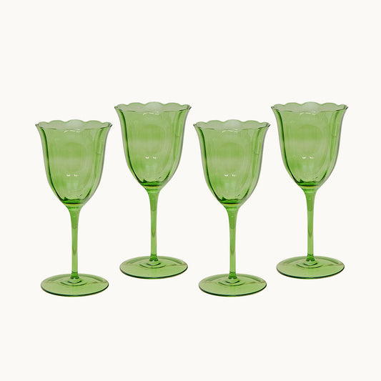 Lily green handblown water glass (set of 4)