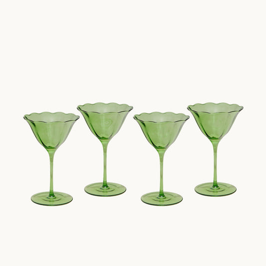 Lily green handblown wine glass (set of 4)