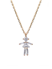 Diamond Baguette Child Figure Necklace