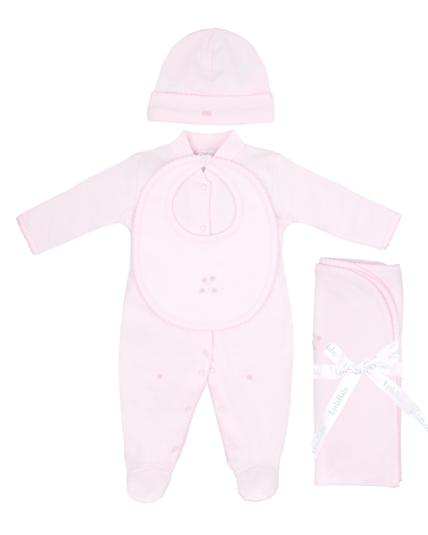 Sweet Roses Embroidery Set 4 Pieces | Baby Girl