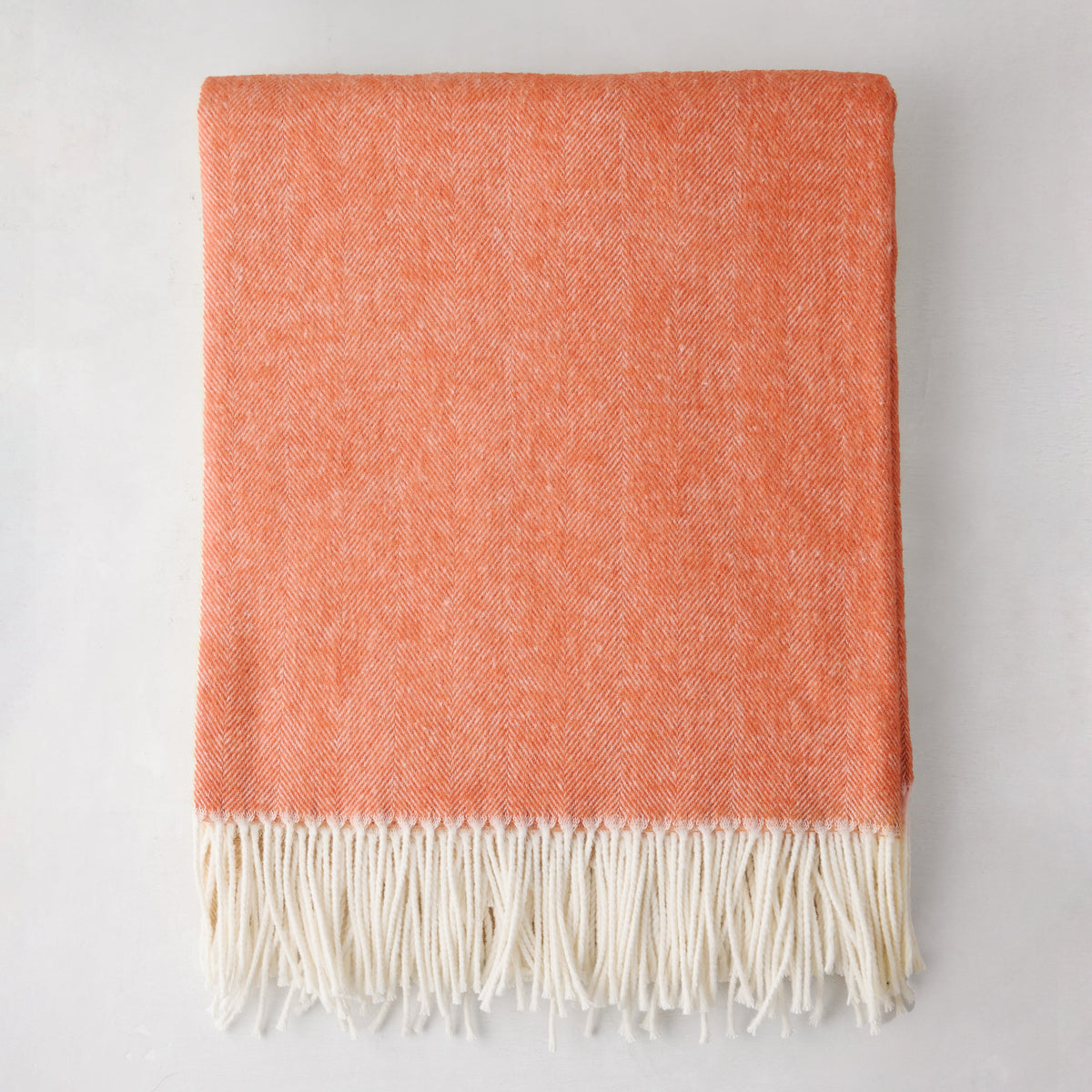 Mandarin Orange Italian Herringbone Throw Blanket