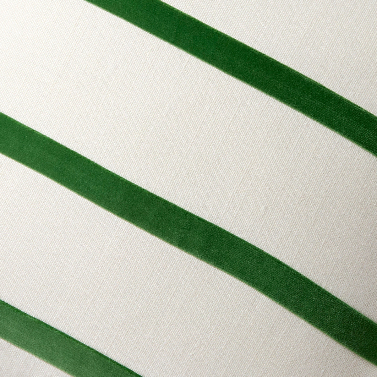 Meadow Green and Ivory Thin Velvet Stripe Throw Pillow