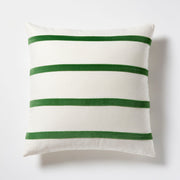 Meadow Green and Ivory Thin Velvet Stripe Throw Pillow