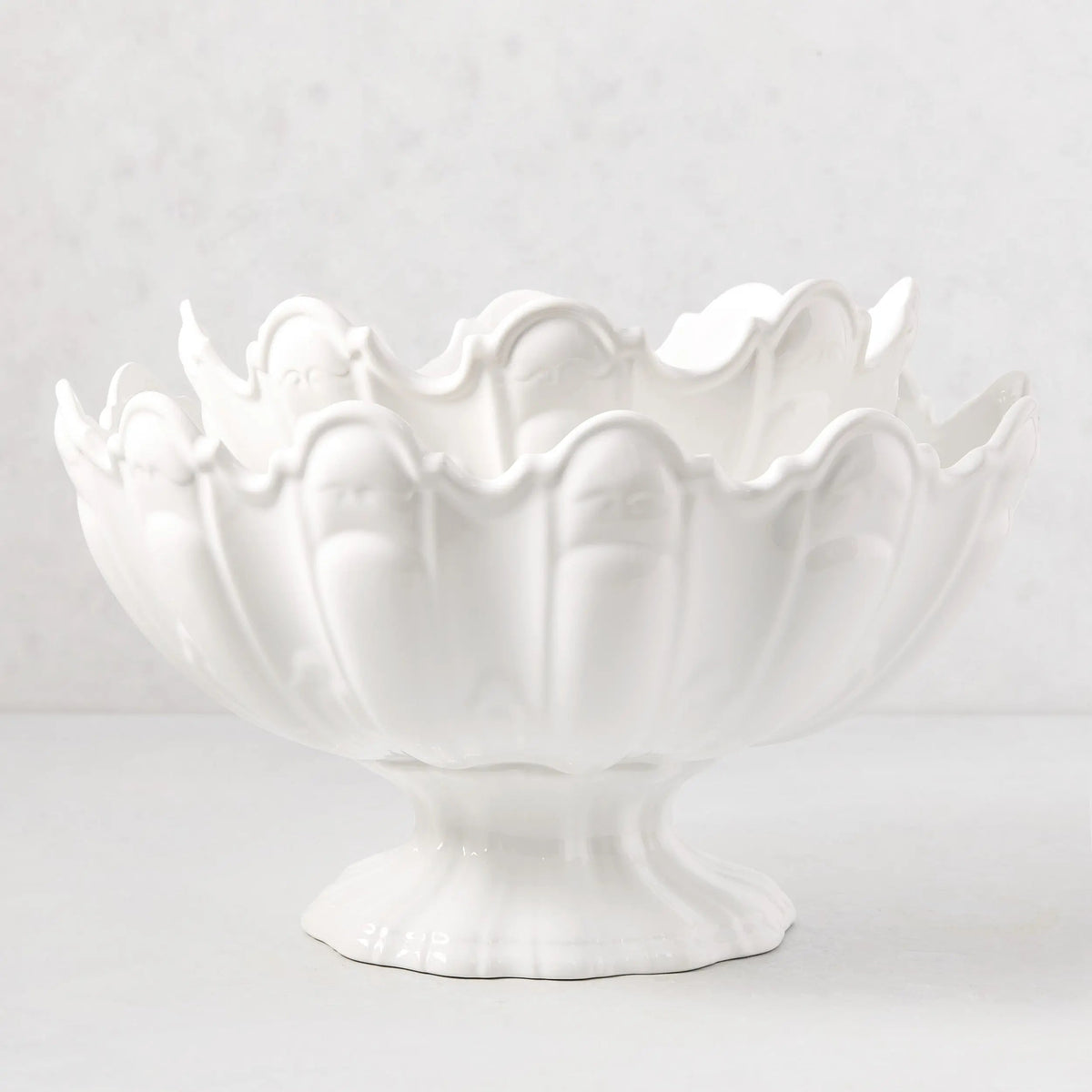 Medium Ceramic Scalloped Serving Bowl