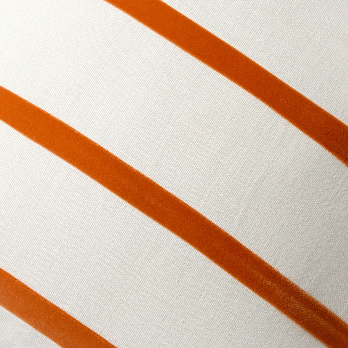 Melon Orange and Ivory Thin Velvet Stripe Throw Pillow