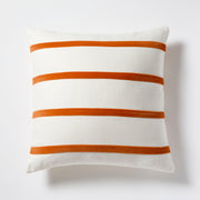 Melon Orange and Ivory Thin Velvet Stripe Throw Pillow
