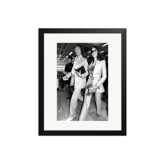 Mick and Bianca at the London Airport, 1970