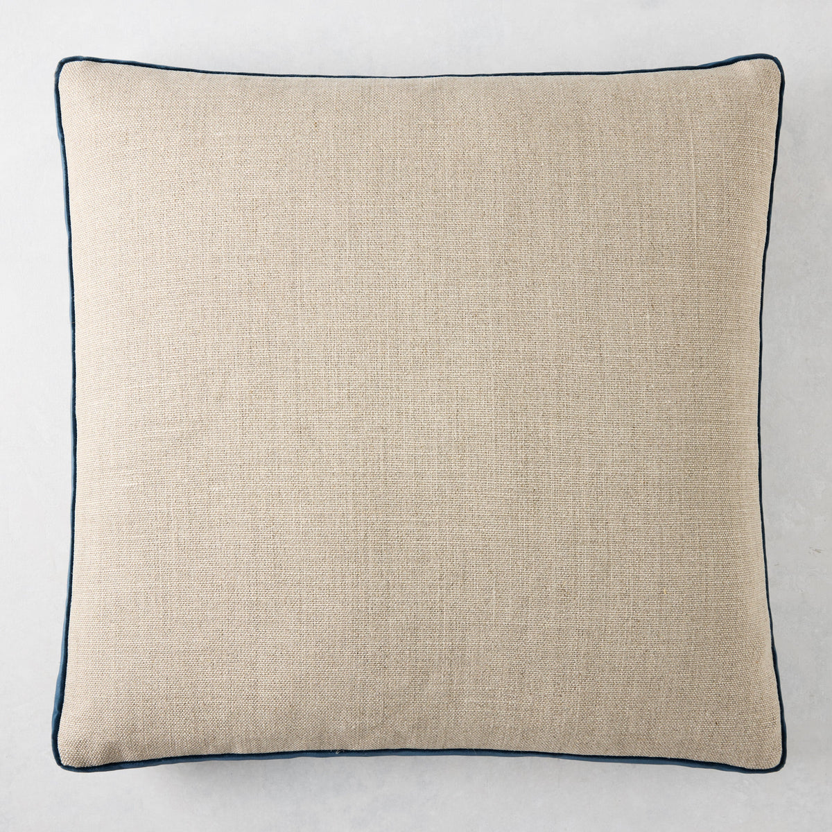 Midnight Blue Velvet Gussetted and Linen Square Throw Pillow