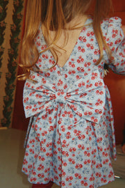 Avi Long Sleeve Bow Dress in Lumina Blu