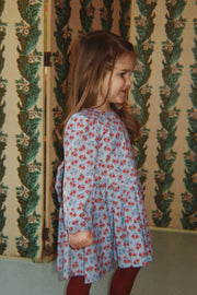 Avi Long Sleeve Bow Dress in Lumina Blu