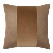 Moroccan Brown Tonal Wide Velvet Stripe and Linen Throw Pillow