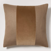 Moroccan Brown Tonal Wide Velvet Stripe and Linen Throw Pillow