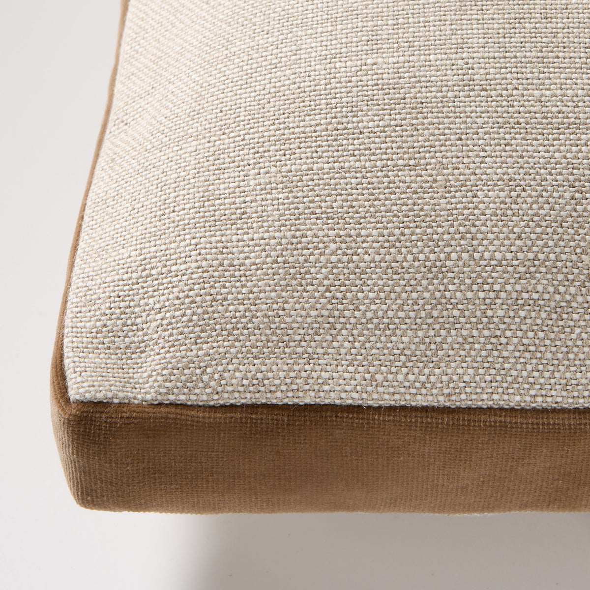 Moroccan Brown Velvet Gusseted and Linen Lumbar Throw Pillow