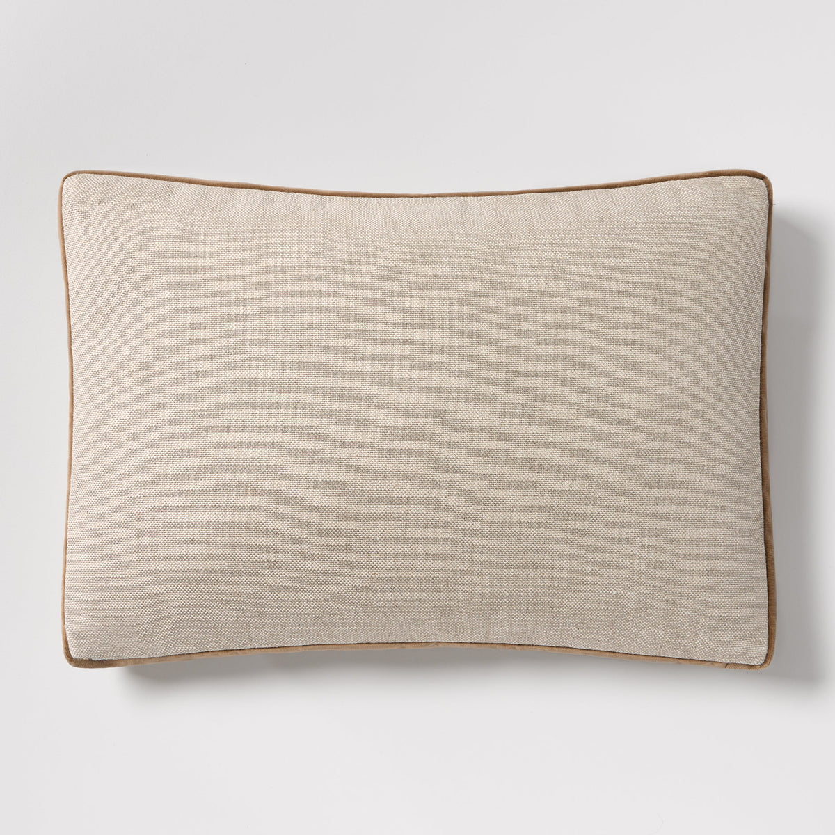 Moroccan Brown Velvet Gusseted and Linen Lumbar Throw Pillow