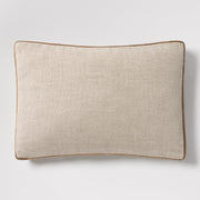 Moroccan Brown Velvet Gusseted and Linen Lumbar Throw Pillow
