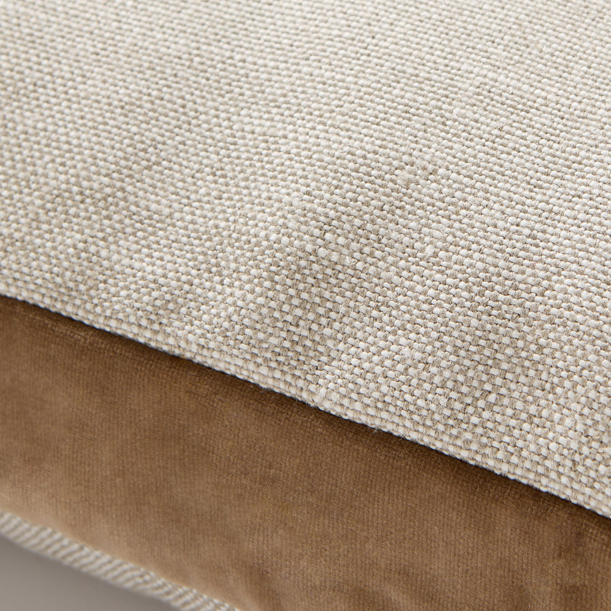 Moroccan Brown Velvet Gusseted and Linen Square Throw Pillow