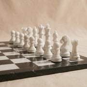 Marble Chess Set with Storage Case, Black & White