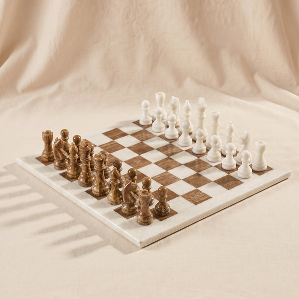 Marble Chess Set, Brown & White Marble