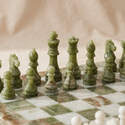Green Onyx Chess Set with Storage Case