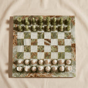 Green Onyx Chess Set with Storage Case