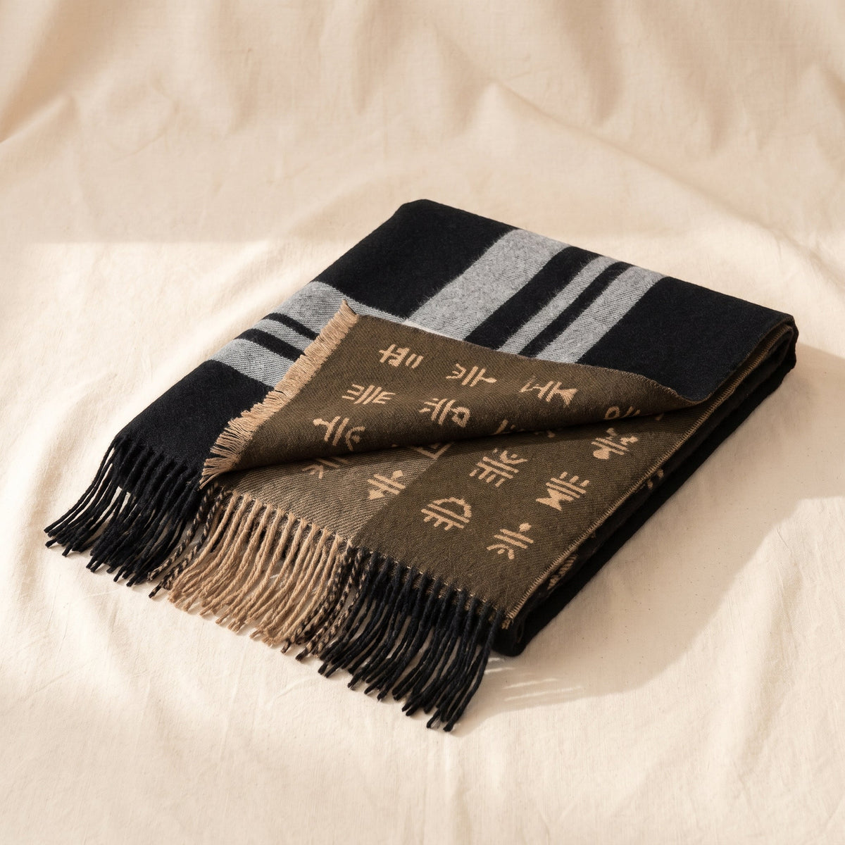 Reversible Baby Alpaca Throw, Southwestern Pattern