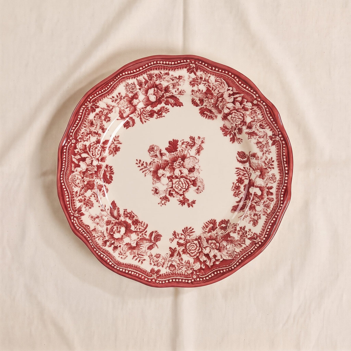 Washed Burgundy Stoneware Dinner Plate